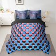 thumbnail image 2 of Manfei Neon Dense Holes Twin Bedding Sets 7 Pieces,Geometric Geometric Hexagon Bedding Comforter Set 7 Pieces,Pink Blue Sheet Sets,Breathable Bedroom Decoration Reversible, 2 of 7