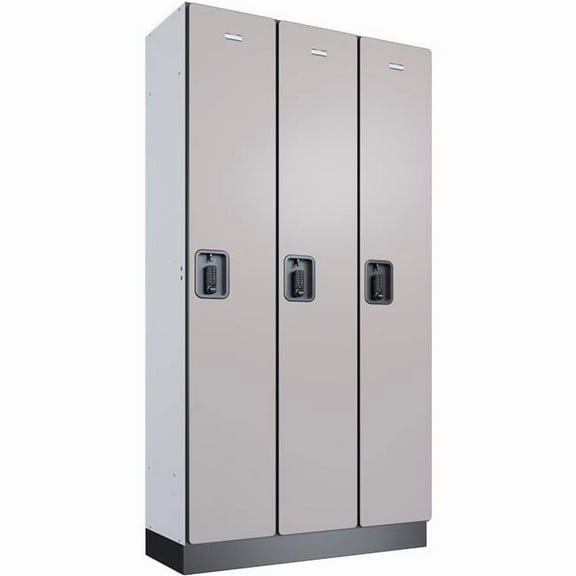 Global Industrial 299234 1-Tier 3 Door Digital Wood Locker - 36 x 15 x 72 in. - Gray - Assembled