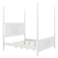 thumbnail image 4 of BEBPILOO Traditional King Size Solid Wood Four Poster Bed with Horizontal Grille Design, White, 4 of 12