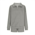 thumbnail image 7 of UAMVSH Long Sleeve 2 Piece Outfits for Women Casual 1/4 Zipper Pullover Sweatshirts and Pockets Shorts Sweatsuits Sets Lounge Tracksuits(X-Large,Gray), 7 of 7