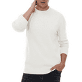 thumbnail image 2 of Puztloy Men's Sweater Pullover Crewneck Long Sleeve Lightweight Knit Soft Casual with Ribbing Edge Knitwear sweaters White, 2 of 8