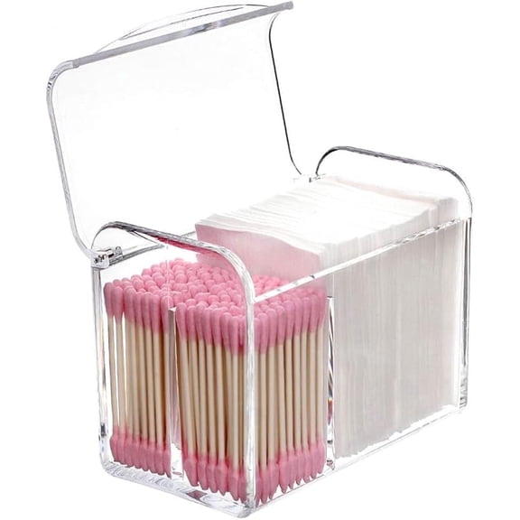 Funpisea Qtip Holder 3-Compartment Clear Plastic Bathroom Organizer for Cotton Swabs Balls Pads and Floss