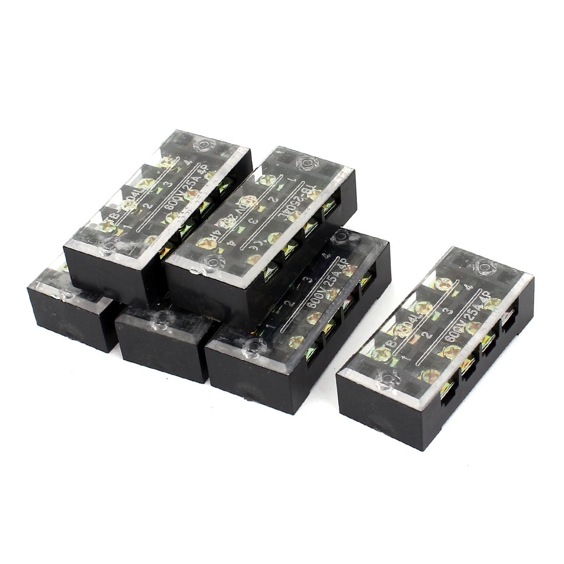 Unique Bargains TB2504 600V 25A 4Position Covered Screw Terminal