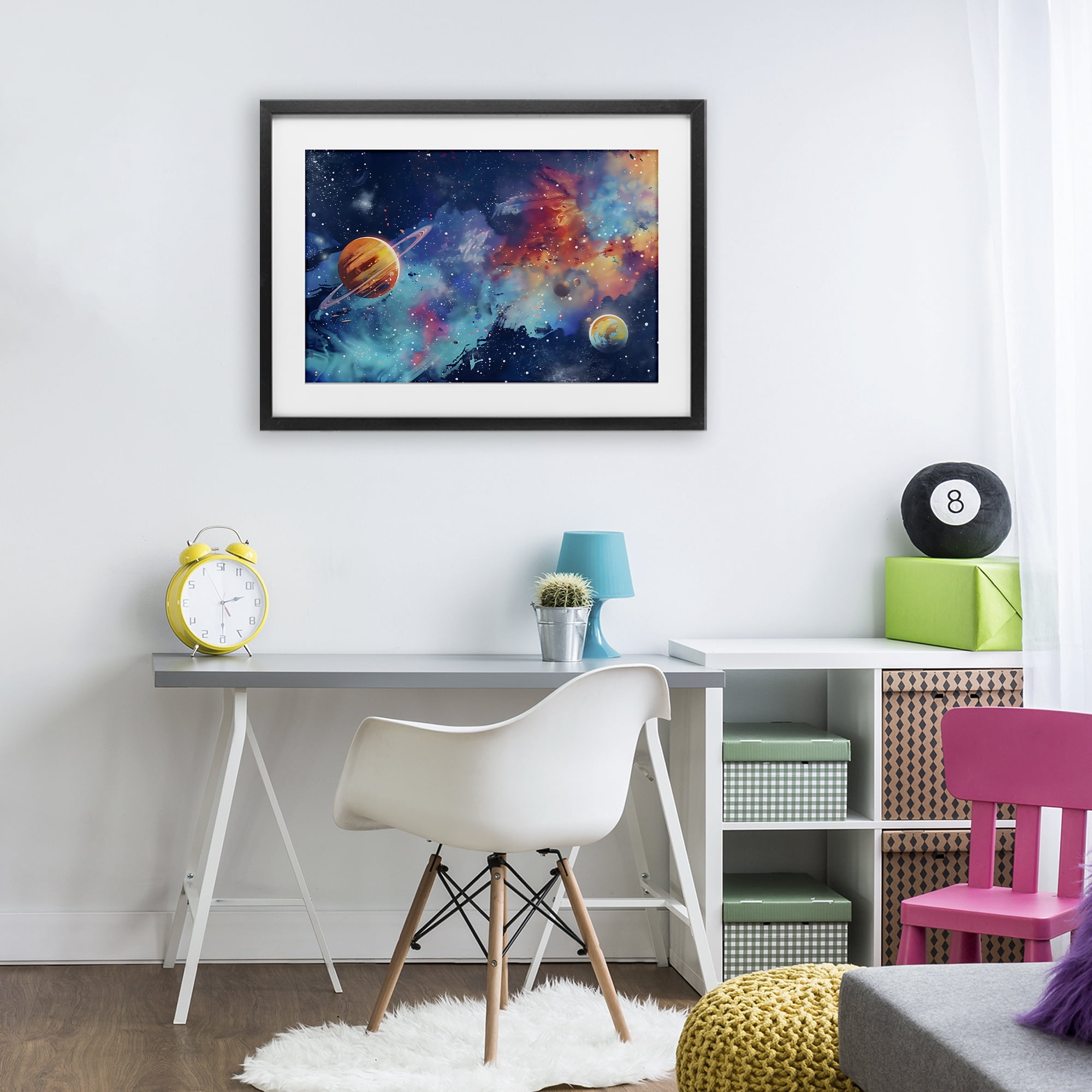 Stupell Industries Nebula Dreams Scattered Planets Black Framed Print Under Glass, design by Creative Studio