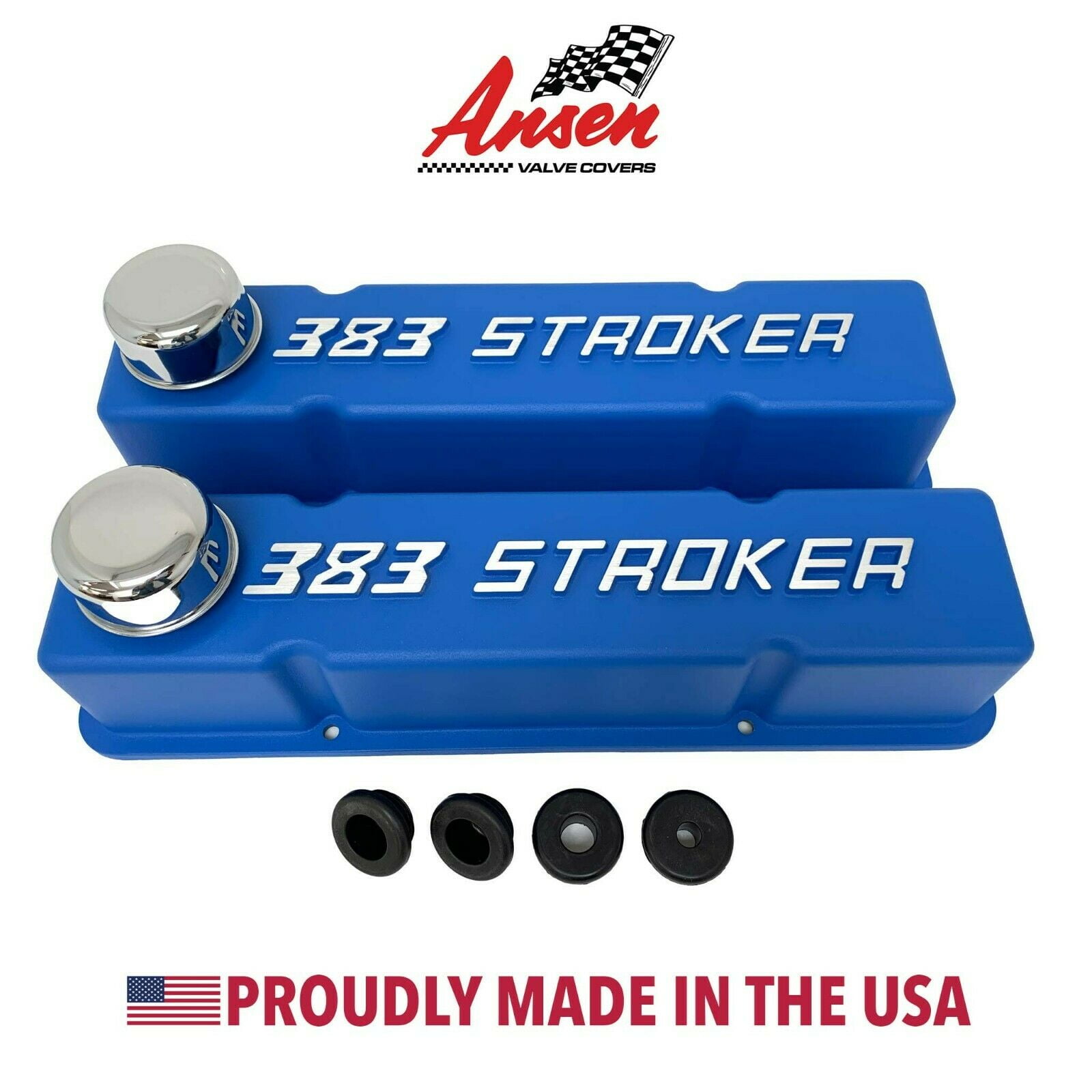383 STROKER Small Block Chevy Valve Covers SBC Tall Blue