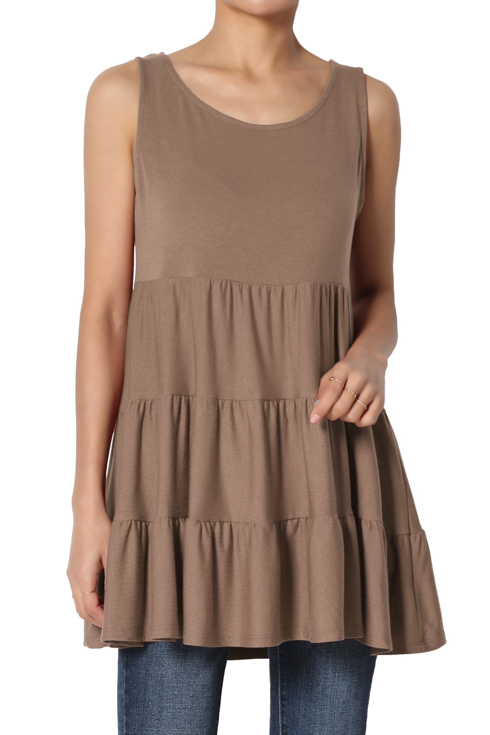 TheMogan TheMogan Women's PLUS Sleeveless Tiered Ruffle Babydoll