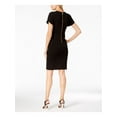 thumbnail image 2 of CALVIN KLEIN Womens Black Short Sleeve Jewel Neck Above The Knee Wear To Work Sheath Dress Petites 4P, 2 of 4