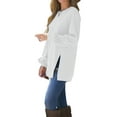 thumbnail image 2 of Fashnice Hauts pour Femmes Chandail en Molleton Col Rond Manches Longues Chandail Doux Automne Chandails en Molleton Blanc G, 2 of 4
