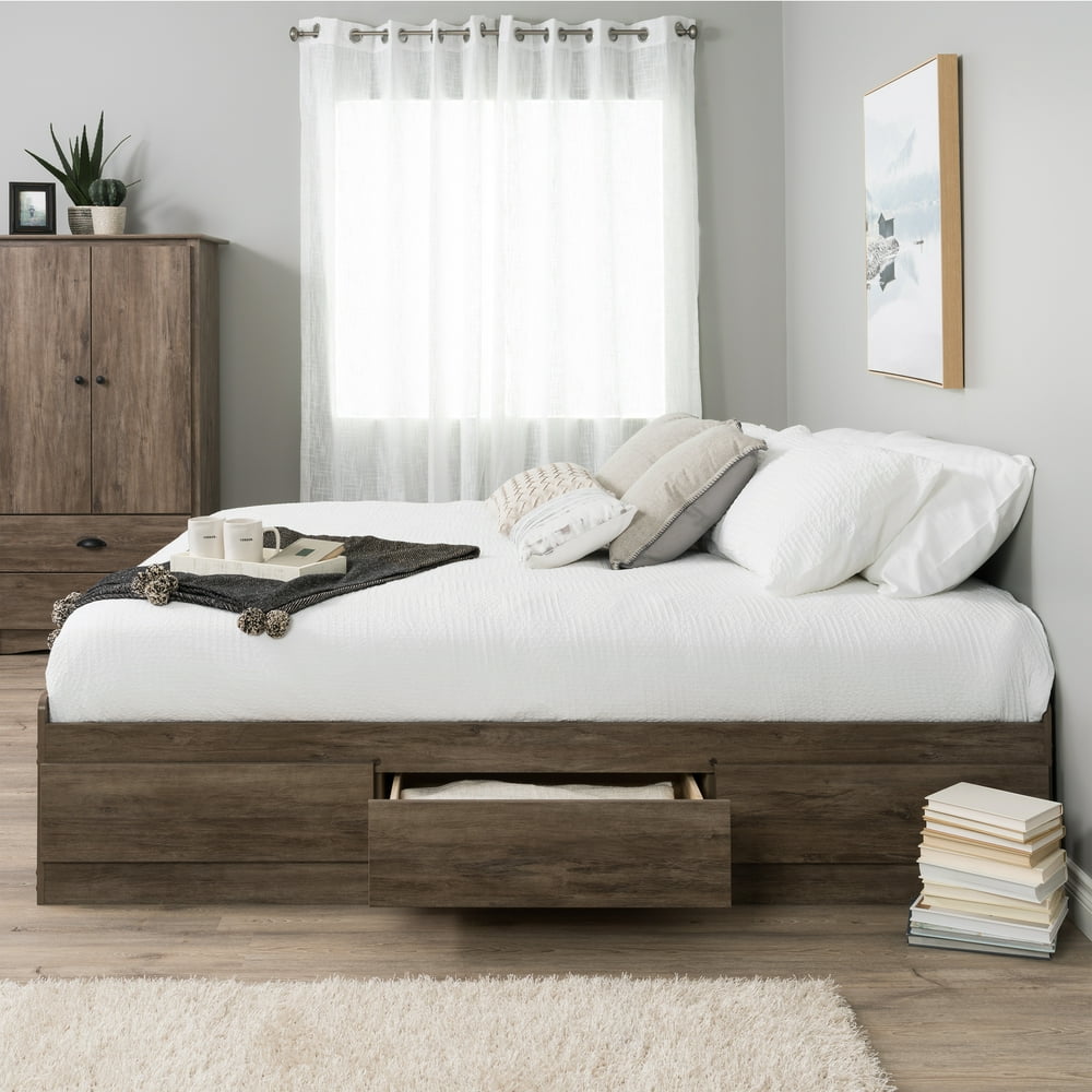 Prepac Queen Mate's Platform Storage Bed with 6 Drawers, Drifted Gray