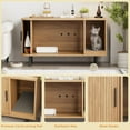 thumbnail image 4 of VEANERWOOD Hidden Cat Litter Box Enclosure Furniture with Cat Scratch Pad and Tambour Sliding Door, Multi-Functional Side End Table Cat House for Living Room, Natural, 4 of 10
