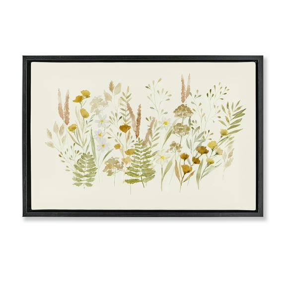 Stupell Industries Wild Cottage Blooms Plants & Flowers Painting Black Floater Framed Canvas Art Print Wall Art, 25 x 17