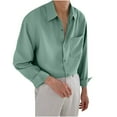 thumbnail image 2 of pstuiky Camisas de manga larga de invierno para hombre, Camisa informal y moderna de manga larga con solapa y botones en color liso para hombre Tops casuales para hombres xxl, 2 of 4