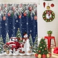 thumbnail image 5 of Shower Curtain 72"W x 84"L Snowman Christmas Trees Pine Leaves Blue Fabric Shower Curtains Set with Hooks Water Repellent Bathroom Curtains Machine Washable Bathroom Accessories, 5 of 9