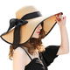 thumbnail image 1 of Sombrero de paja con lazo grande para mujer, gorra de playa grande, plegable, enrollable, con protección UV para el sol, para verano, 1 of 5