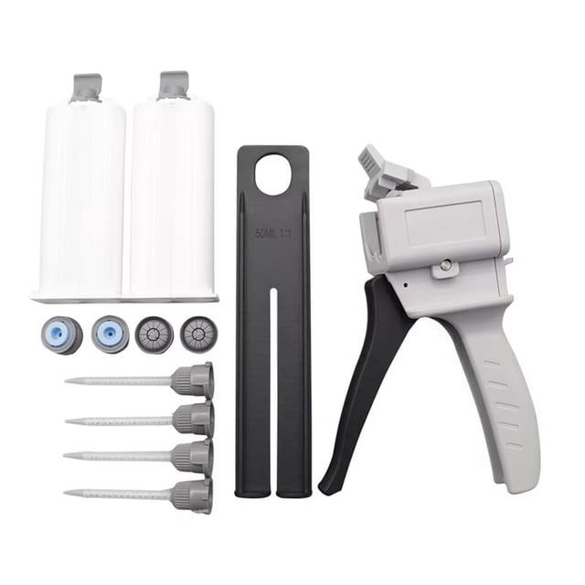 Colle AB Distributrice de 50 ml Colle à Deux Composants Résine Époxy avec 4 Aiguilles de Mélange 2 Cartouches Doubles Vides
