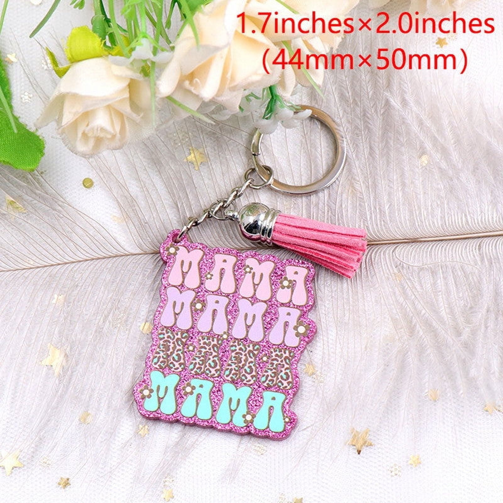 Acrylic Keychain Mothers Day Gift Floral Glitter Key Ring for Couples Spring Festival Present Key Accessories and Ring