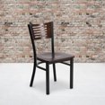 thumbnail image 4 of HERCULES Series Black Slat Back Metal Restaurant Chair - Walnut Wood Back & Seat, 4 of 6