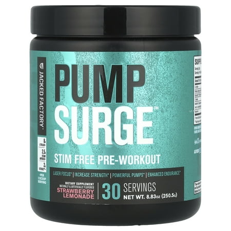 Jacked Factory Pump Surge, Stim Free Pre-Workout, Strawberry Lemonade, 8.75 oz (248 g)