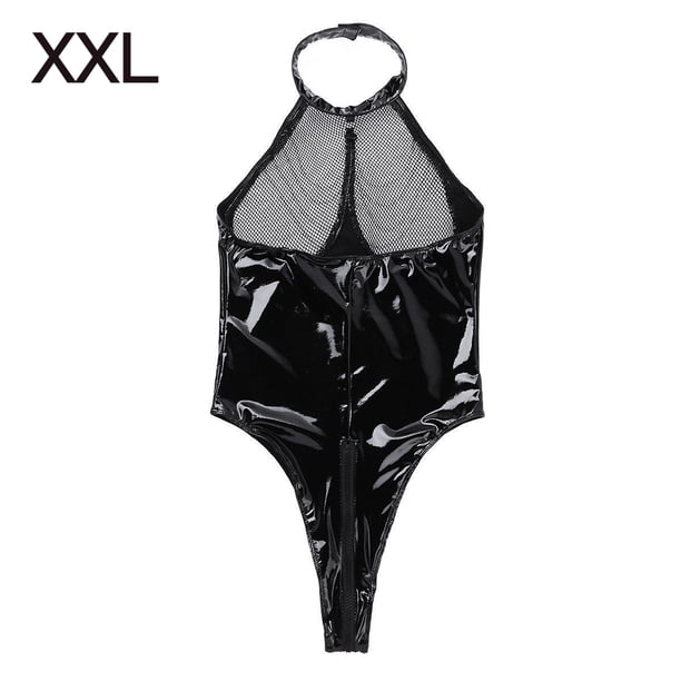 Encantadora Lencería Mono de baile de cuero sintético Body de motocicleta, sin cadena, XXL Inevent XX000053-09