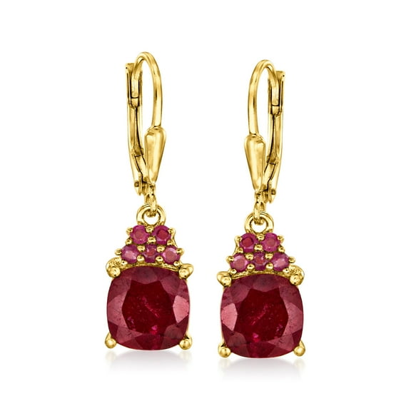 Ross-Simons 5.30 ct. t.w. Ruby Drop Earrings in 18kt Gold Over Sterling, Women's, Adult