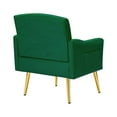 thumbnail image 4 of Velvet Accent Chair, Modern Button Tufted Thicked Upholstered Armchair with High Wide Backrest & Golden Metal Legs, Comfy Leisure Single Sofa Chair with Side Pocket for Living Room Bedroom, Green, 4 of 5