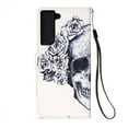 thumbnail image 4 of SaniMore Magnetic Flip Wallet Case for Samsung Galaxy S23 6.1", RFID Blocking Card Holder Painted Pattern PU Leather Cover with Kickstand & Wrist Strap Shockproof Protective Shell, Skull, 4 of 6
