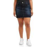 Almost Famous Juniors' Plus Size Raw Hem Denim Skirt