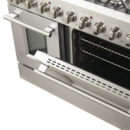 Forno Appliances - Galiano Alta Qualita 6.58 Cu. Ft. Freestanding Double Oven Gas Range with Convection Oven - Stainless Steel