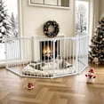 thumbnail image 6 of Pet Gates, DOMIPET Dog Playpen 5Panel 128" Extra Wide 30" Tall Fireplace Fence Playard, White, 6 of 9