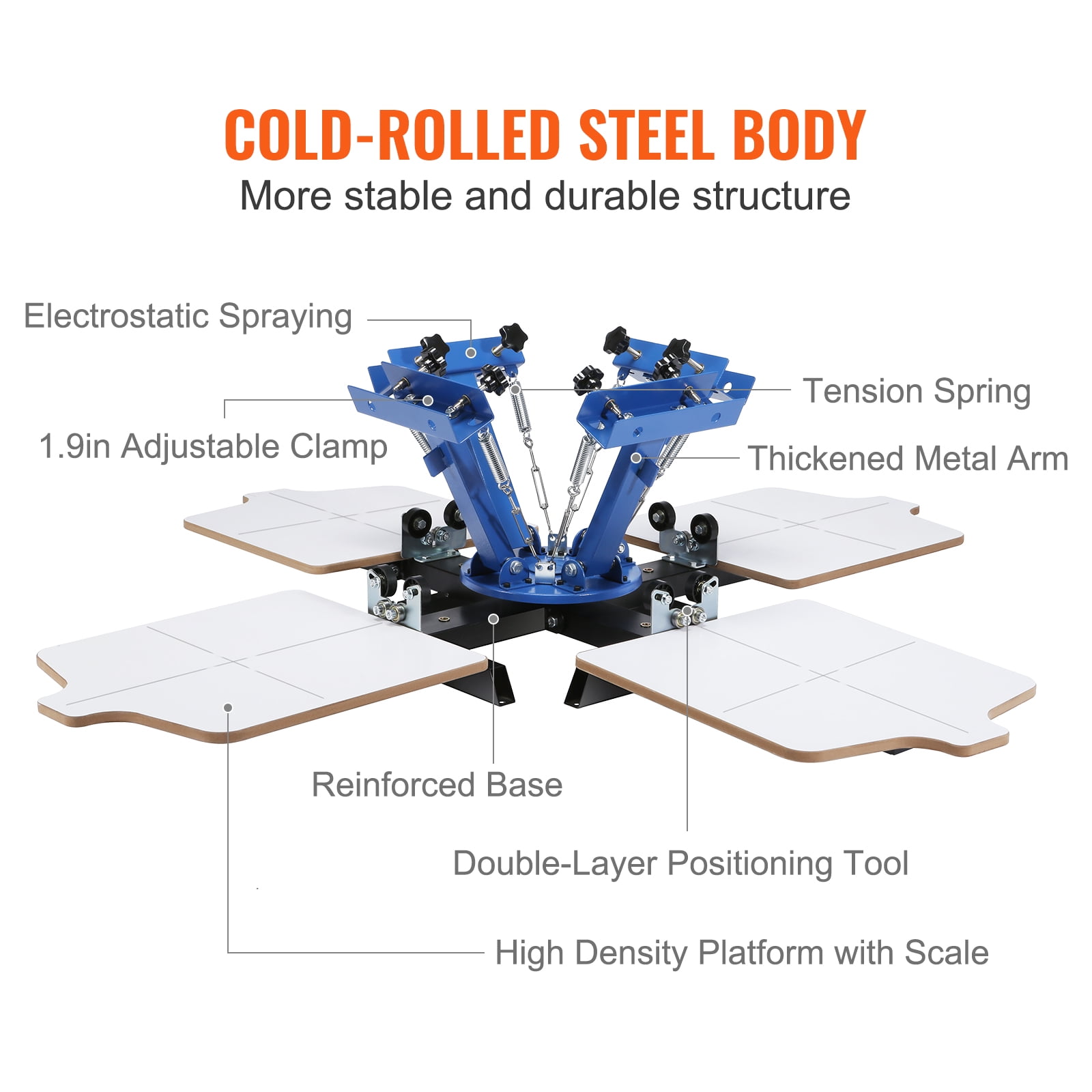 VEVOR Screen Printing Machine, 4 Color 4 Station 360° Rotable Silk Screen Printing Press, 21.2x17.7in Screen Printing Press, Double-layer Positioning Pallet for T-shirt DIY Printing