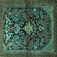 thumbnail image 1 of Ahgly Company Machine Washable Indoor Square Persian Turquoise Blue Traditional Area Rugs, 7' Square, 1 of 4