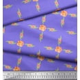 thumbnail image 2 of Soimoi Purple Cotton Cambric Fabric Grandiflora Rose & Camellias Floral Print Fabric by the Yard 42 Inch Wide, 2 of 3