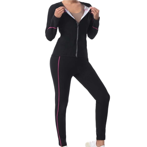 Women's Plus Size Sweatsuit, Sauna Fitness Suit for Rapid Perspiration, Women's Workout Sets for Running Yoga, Two Piece Gym Activewear Tracksuit
