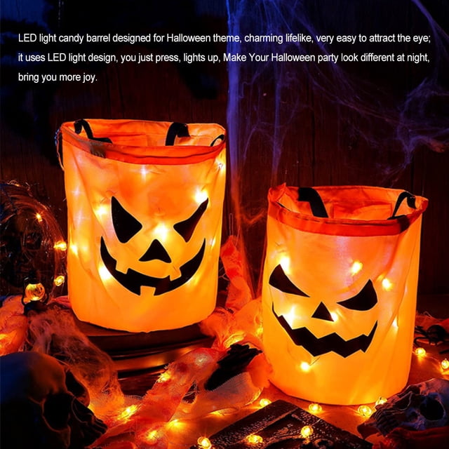 Becaristey Children Halloween Candy Bag Button Switch Reusable Lighting Handbag Type 1
