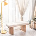 thumbnail image 6 of Solid Wood and White Boucle Bench Exotic Boho Entryway, 6 of 10