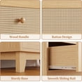 thumbnail image 6 of FANRAL Rattan Large Nightstand,27.6"H Wood Tall Night Stand,Wide Modern 3 Drawers,Boho Bedside Table Narrow Side Table for Bedroom Living Room,Natural Oak, 6 of 8