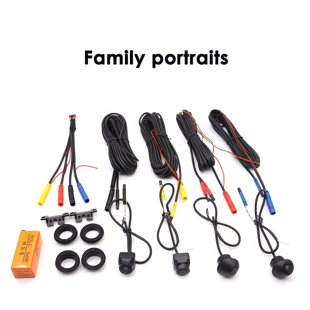 1 Set 360° Around View Camera Kit for Car AHD 1080P Night Vision 4-Way Surveillance System with Cables & Tools (No Display Included)