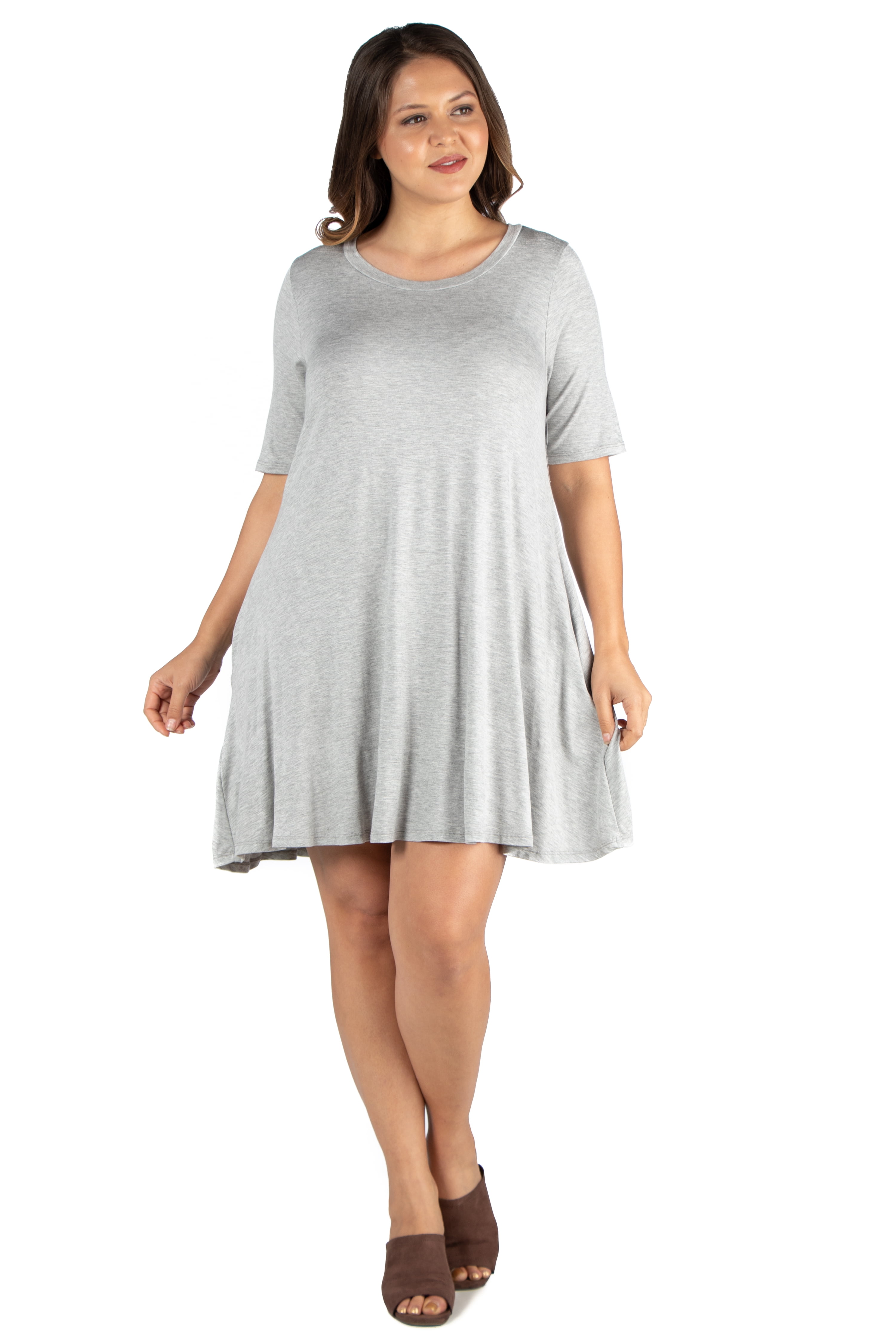 Women’s Plus Size Knee Length Pocket T Shirt Dress - Walmart.com