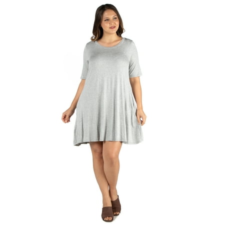 Women's Plus Size Knee Length Pocket T Shirt Dress