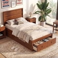 thumbnail image 2 of Gymax Twin Size Bed Frame w/Storage Drawers Headboard Wooden Slat&Enclosed Base Walnut, 2 of 10
