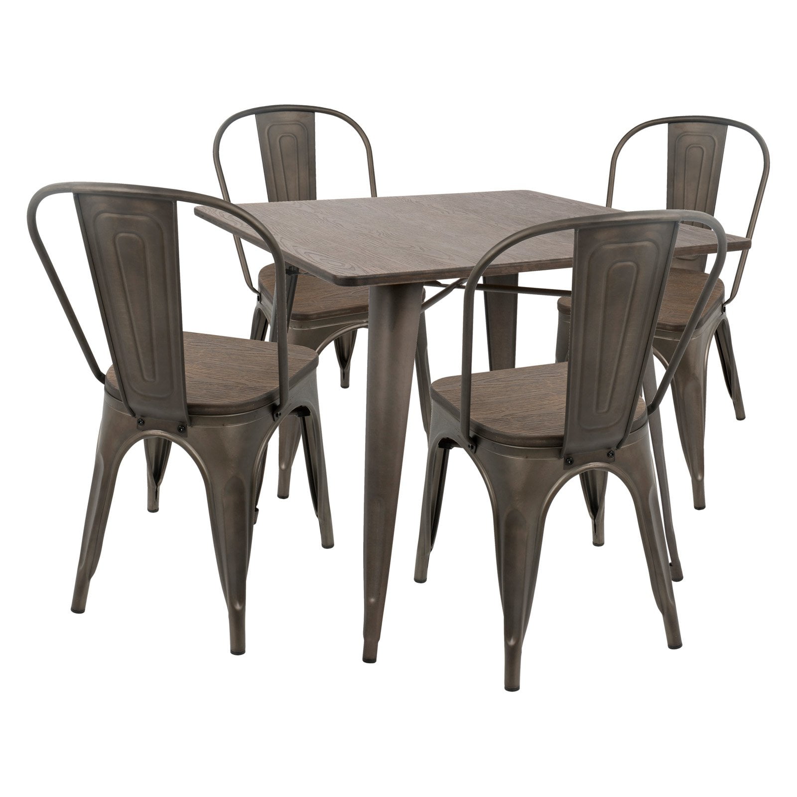 Oregon 5Piece IndustrialFarmhouse Dining Set in Antique and Espresso