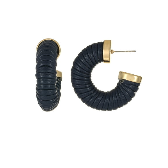 Time and Tru Goldtone and Blue Hoop Earring, 1 Pair