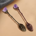 thumbnail image 4 of Dusknt Natural Amethyst Tooth Flower Spoon Ice Cream Dessert Spoon Creative Carved Long Handle Stirring Spoon Red, Tableware,, 4 of 5