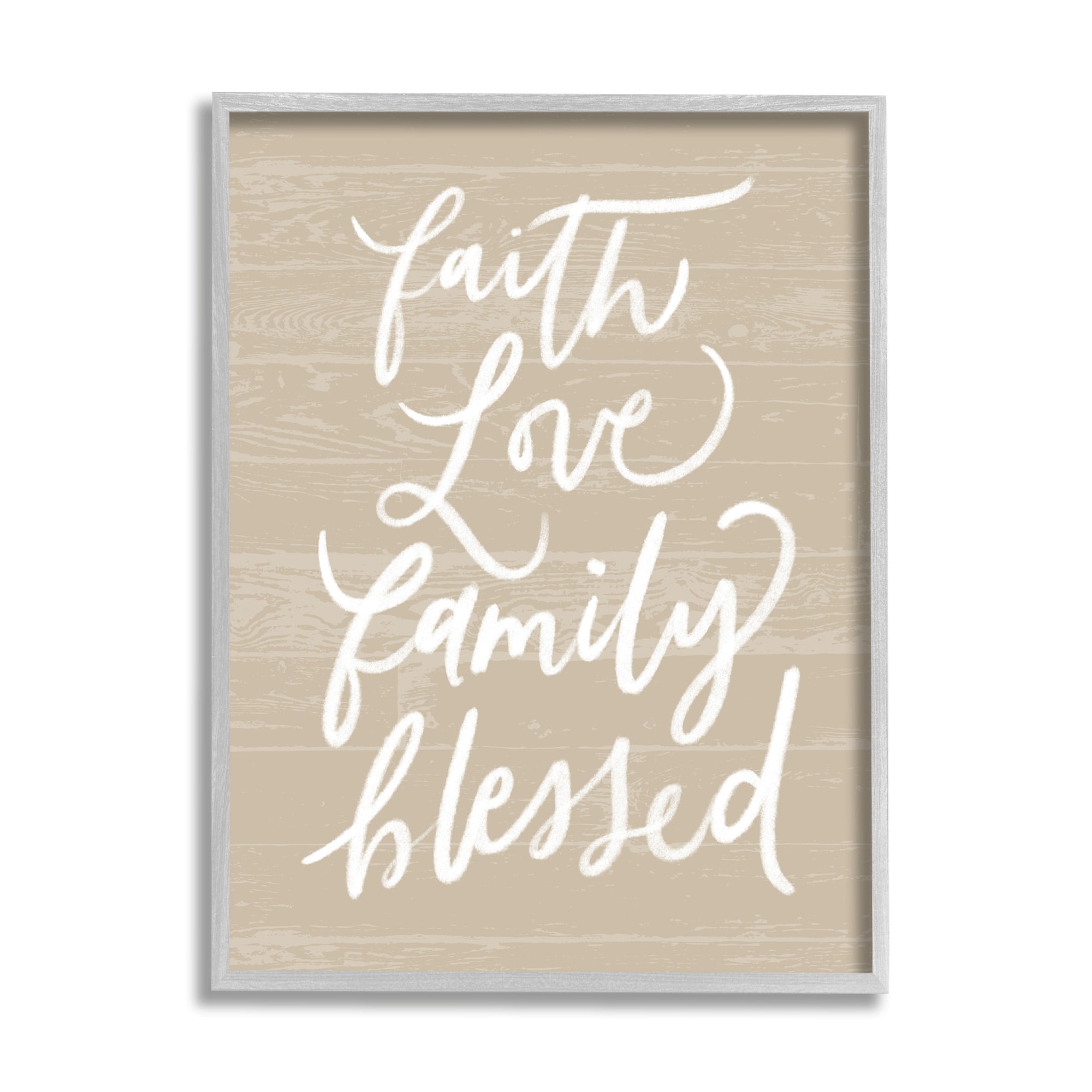 Stupell Industries Faith Love Family Blessed Calligraphy Textured Surface,16 x 20, Design by Doodles.Ink.
