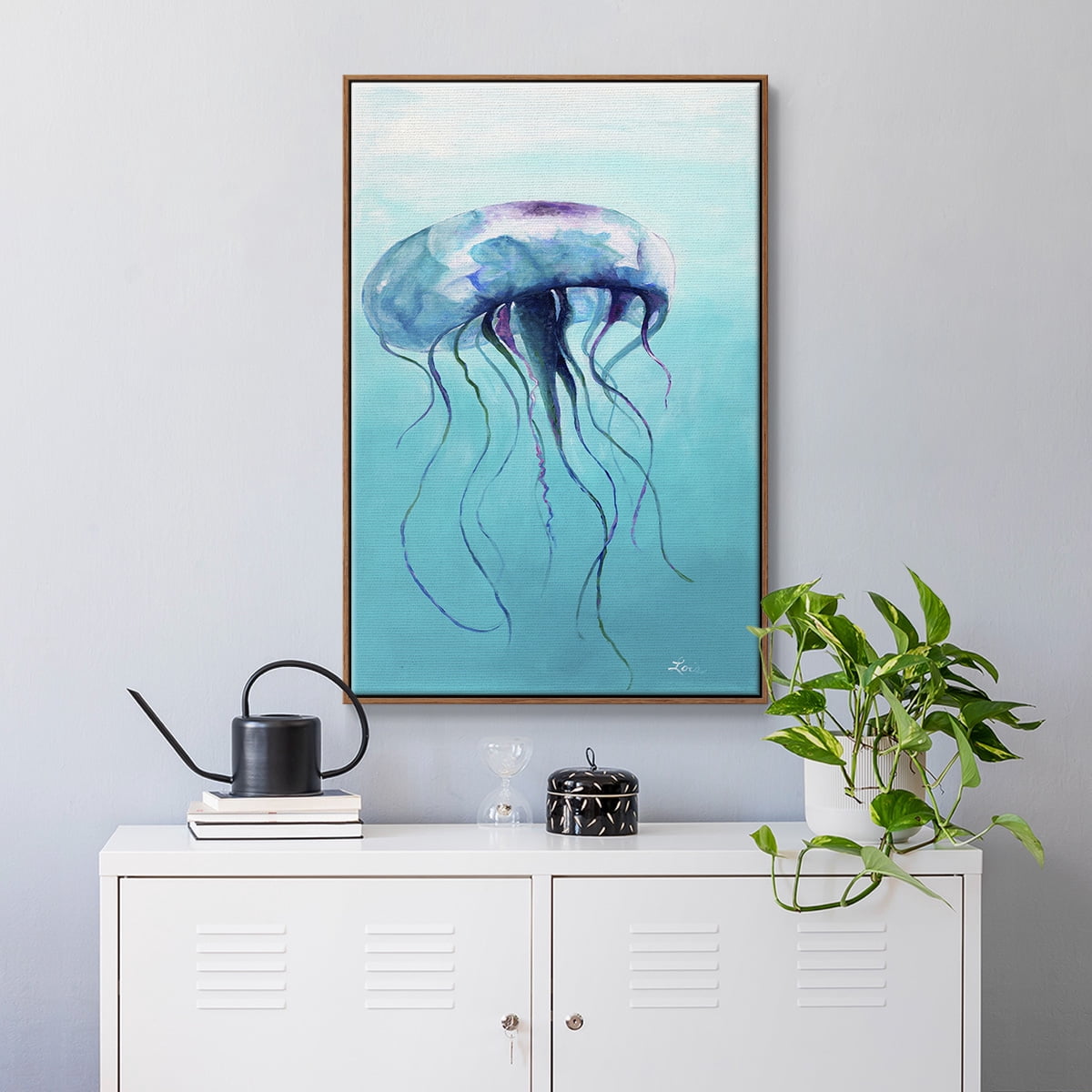 Jelly Fish Framed Premium Gallery Wrapped Canvas - Ready to Hang