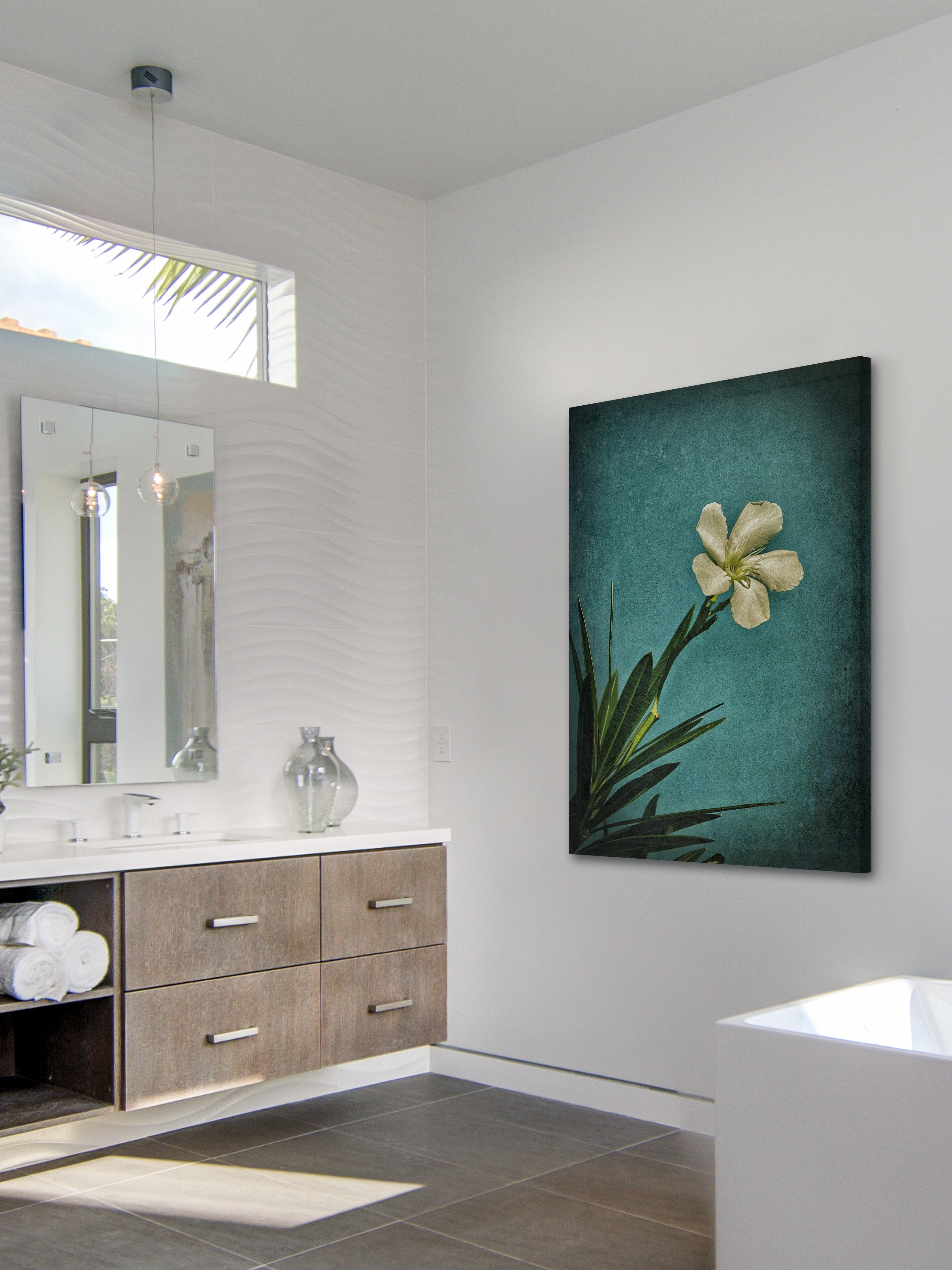 "White Flower Right" Painting Print on Wrapped Canvas