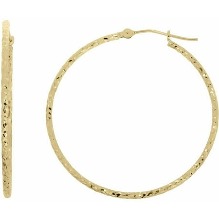 Simply Gold 10kt Yellow Gold 1.52mm x 35mm Round Hoop Earrings