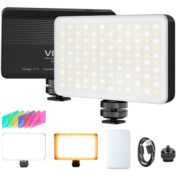 VL120 LED on Camera Video Light,Mini Bi-Color Portable Photography Lighting w 6 Color Filters