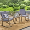 thumbnail image 2 of GDF Studio Aeney Outdoor Acacia Wood 3 Piece Rocking Chair Chat Set with Cushions, Gray and Dark Gray, 2 of 13