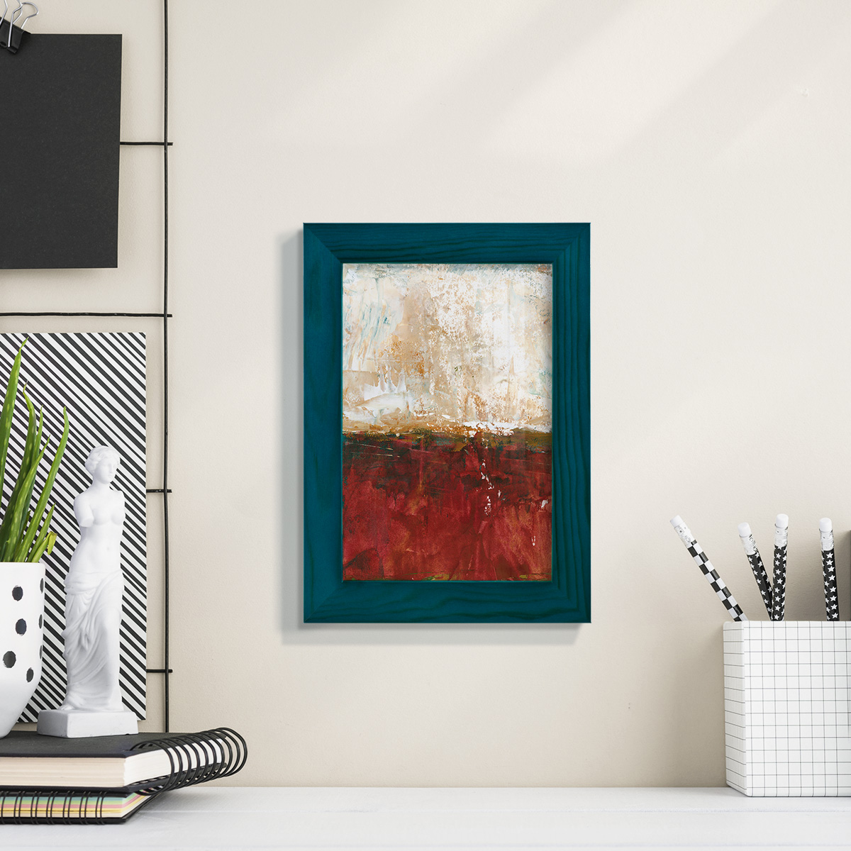 August Horizon I -Framed Print w/glass-Ocean Blue